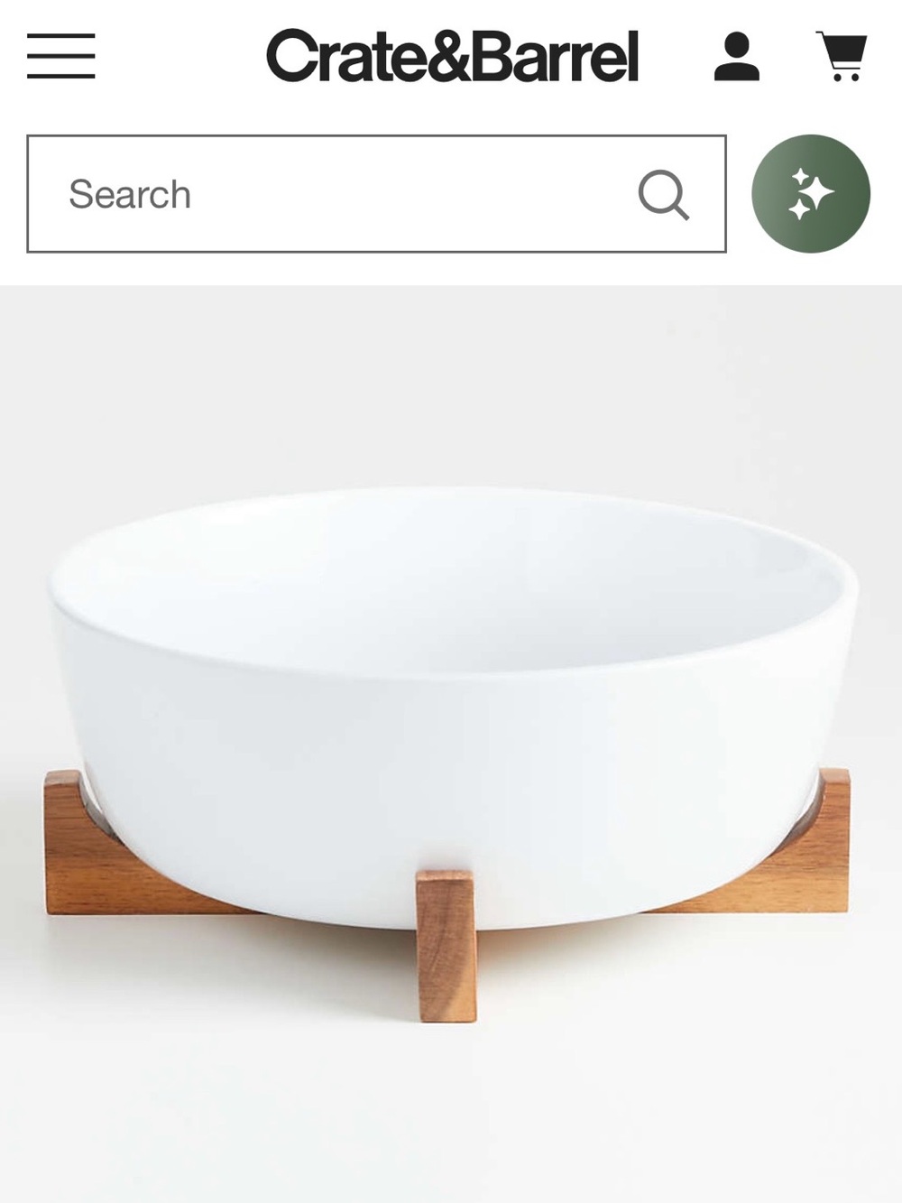 Crate&Barrel Oven-to-Table Large Serve Bowl with Acacia Wood Trivet